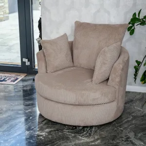 Relaxačné otočné kreslo, sivohnedá, SALTER