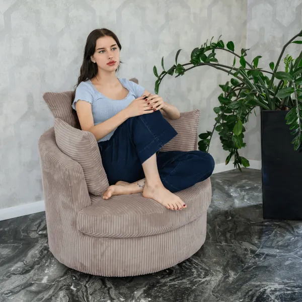 Relaxačné otočné kreslo, sivohnedá, SALTER