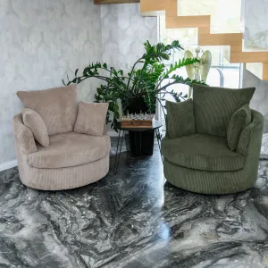 Relaxačné otočné kreslo, sivohnedá, SALTER