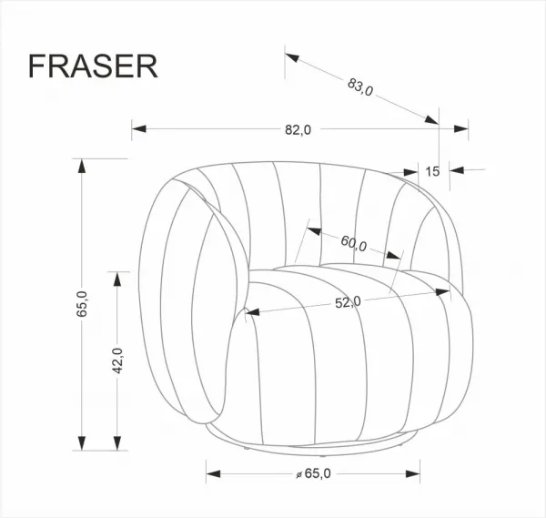 HALMAR Designové otočné křeslo Fraser krémové