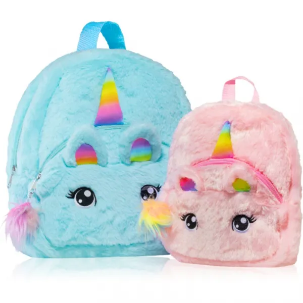 BrushArt KIDS Fluffy unicorn backpack Small detský batoh Pink (20 x 23 cm) 1 ks