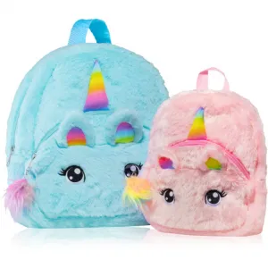 BrushArt KIDS Fluffy unicorn backpack Small detský batoh Pink (20 x 23 cm) 1 ks