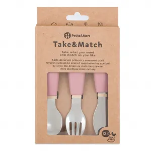 PETITE&MARS Sada príborov s nerezovej ocele Take&Match Dusty Rose 12m+