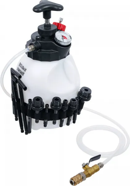 BGS Technics BGS 74264 – Prístroj na plnenie prevodového oleja s ručnou pumpou, 3 l + 12 adaptérov