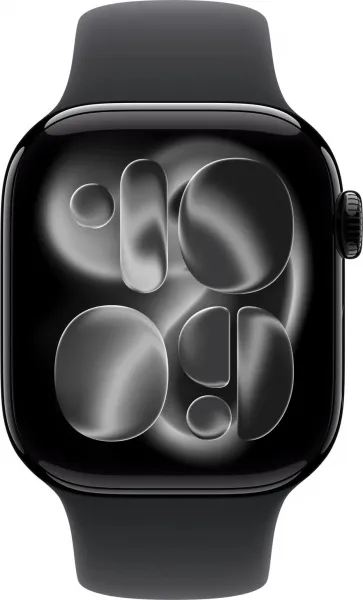 Apple Watch Series 11 GPS + Cellular 42mm Jet Black Aluminium Case with Black Sport Band - S/M, MF834WF/A
