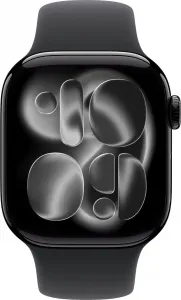 Apple Watch Series 11 GPS + Cellular 42mm Jet Black Aluminium Case with Black Sport Band - S/M, MF834WF/A