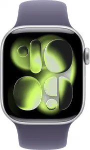 Apple Watch Series 11 GPS + Cellular 42mm Silver Aluminium Case with Purple Fog Sport Band - S/M, MF8H4WF/A