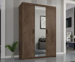 ArtLemp Šatníková skriňa ELLEN 3D so zrkadlom | dub lefkas