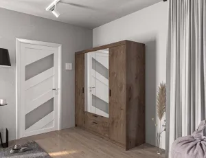 ArtLemp Šatníková skriňa ELLEN 4D2S so zrkadlom | dub lefkas