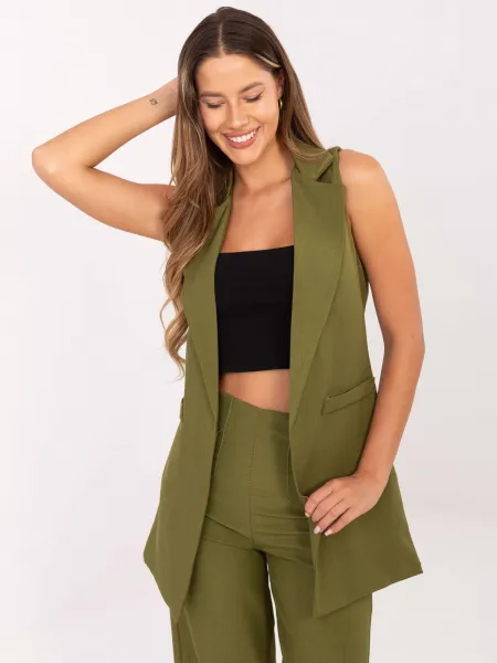 Factory Elegantná dámska vesta RUE PARIS – dlhá moderná vesta Farba: Hnedá, Veľkosť: M