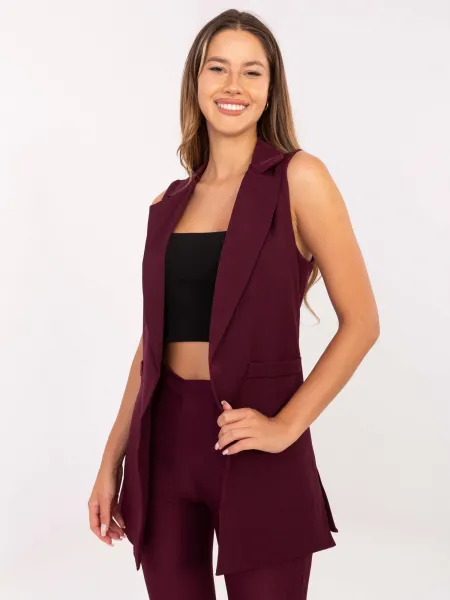 Factory Elegantná dámska vesta RUE PARIS – dlhá moderná vesta Farba: Hnedá, Veľkosť: M