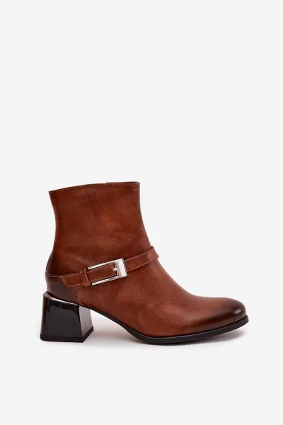 Kožené dámske členkové čižmy s prackou Zazoo