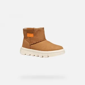 Light Brown Girls Ankle Boots Geox Willaboom - Girls