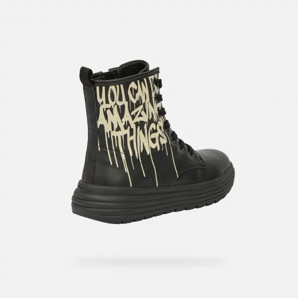 Black Girls Ankle Boots Geox Phaolae Girl - Girls