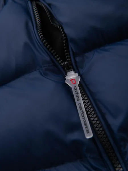 Ombre Modern men's quilted jacket of combined materials - navy blue