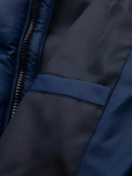 Ombre Modern men's quilted jacket of combined materials - navy blue