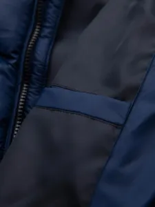 Ombre Modern men's quilted jacket of combined materials - navy blue