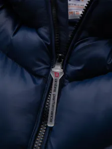 Ombre Modern men's quilted jacket of combined materials - navy blue