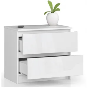 Ak furniture Komoda Liv 60 cm biela lesklá