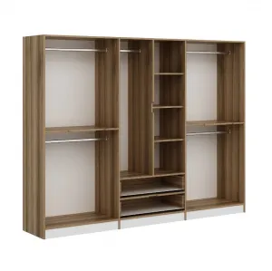 Kalune Design Šatní skříň Elina 270 cm bílá/ořech