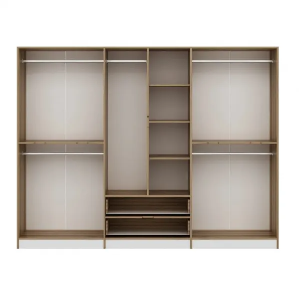 Kalune Design Šatní skříň Elina 270 cm bílá/ořech