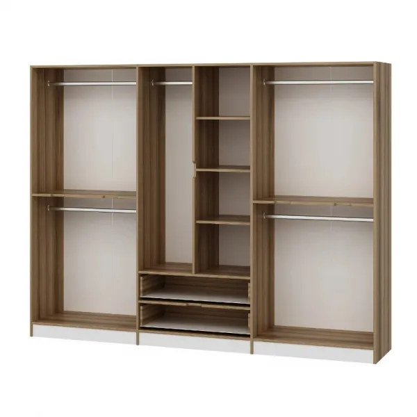 Kalune Design Šatní skříň Elina 270 cm bílá/ořech