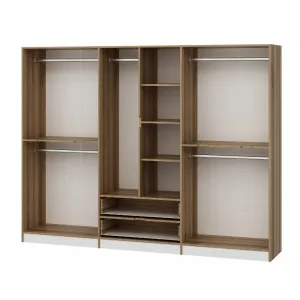Kalune Design Šatní skříň Elina 270 cm bílá/ořech