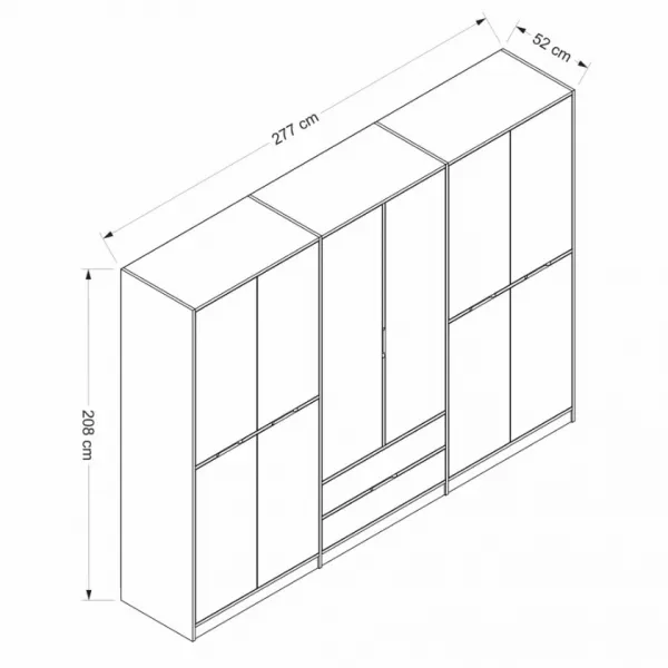 Kalune Design Šatní skříň Elina 270 cm bílá/ořech