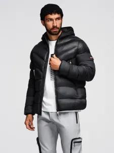 Ombre Modern quilted men's jacket of combined materials - black