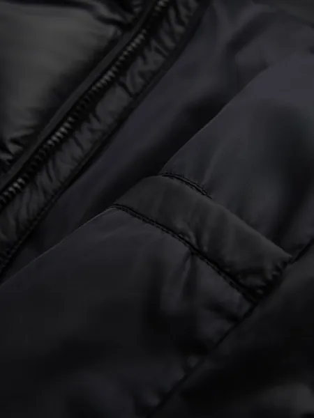 Ombre Modern quilted men's jacket of combined materials - black