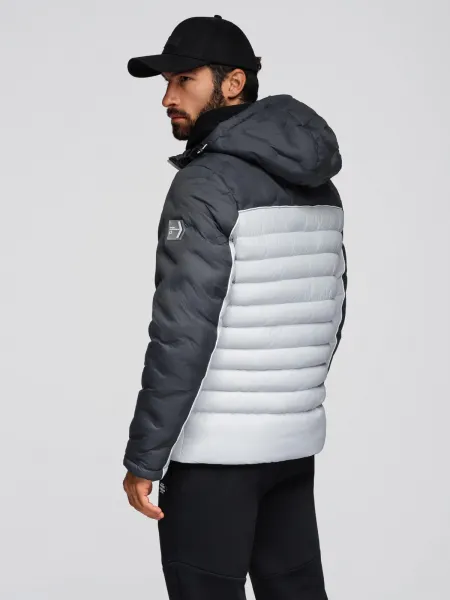 Pánska bunda s kapucňou OMBRE Jacket OM-JALP-0206 V-3 dark gray gray