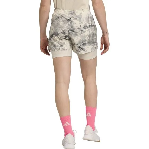 adidas OWN THE RUN SPRAY DYE 2IN1 W Dámske športové šortky, béžová, veľkosť