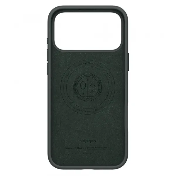 Spigen Silicone Fit Mag MagSafe, iPhone 17 Pro Max, tmavo zelený