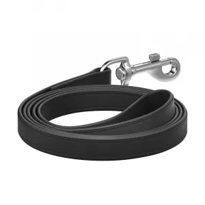 Ploché kožené vodítko s nápisom WAU dog čierne 122cm, šírka: 25 mm