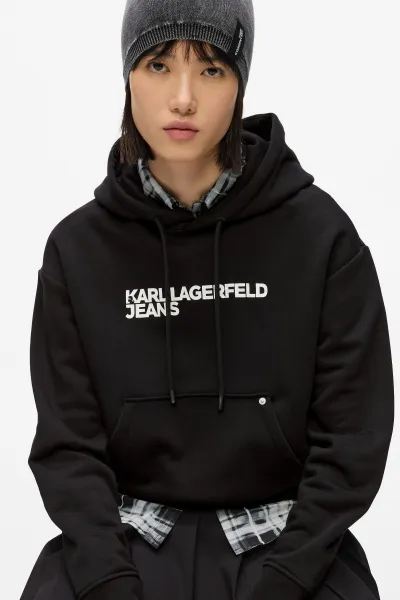 Mikina Karl Lagerfeld Jeans Klj Reg Logo Hoodie Black