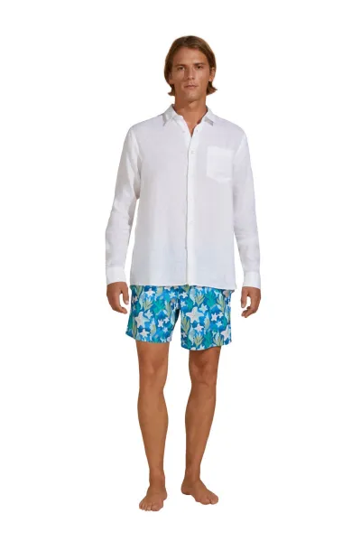 Košeľa Vilebrequin Men Linen Shirt Solid Blanc