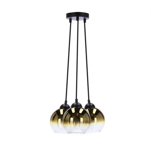 Závesná lampa Nubia čierna 3x60W E27 zlaté tienidlo