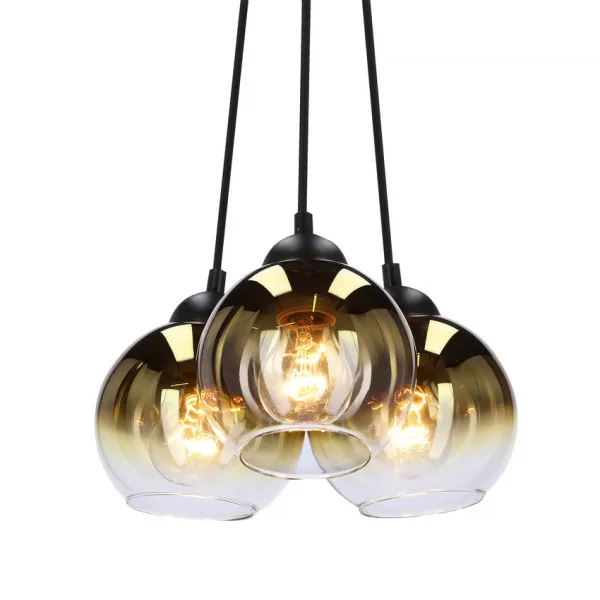 Závesná lampa Nubia čierna 3x60W E27 zlaté tienidlo