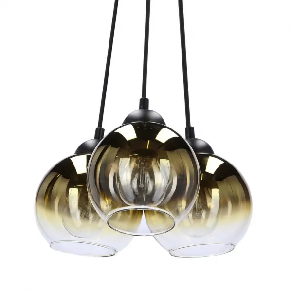 Závesná lampa Nubia čierna 3x60W E27 zlaté tienidlo