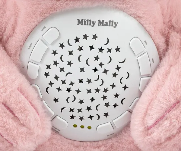Plyšový zaspávačik medvedík s projektorom Milly Mally Bear pink