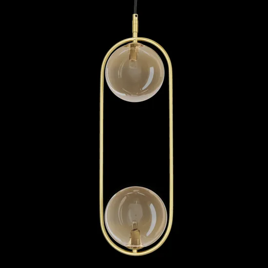 Závesná lampa CORDEL vintage - zlatá mosadz s jantárovými guľôčkovými tienidlami - elegantné osvetlenie obývačky 2x G9 LED