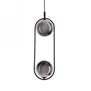 Elegantná závesná lampa CORDEL - čierna s grafitovými guľôčkovými tienidlami - minimalistické osvetlenie obývačky 2x G9 LED