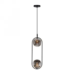 Elegantná závesná lampa CORDEL - čierna s grafitovými guľôčkovými tienidlami - minimalistické osvetlenie obývačky 2x G9 LED