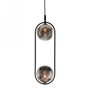 Elegantná závesná lampa CORDEL - čierna s grafitovými guľôčkovými tienidlami - minimalistické osvetlenie obývačky 2x G9 LED