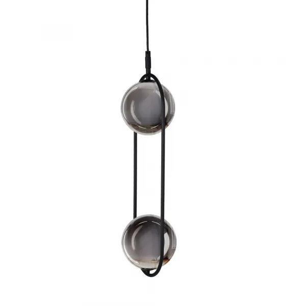Elegantná závesná lampa CORDEL - čierna s grafitovými guľôčkovými tienidlami - minimalistické osvetlenie obývačky 2x G9 LED
