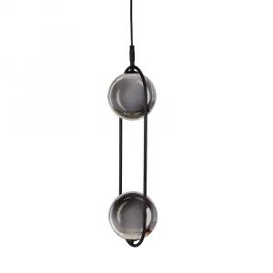 Elegantná závesná lampa CORDEL - čierna s grafitovými guľôčkovými tienidlami - minimalistické osvetlenie obývačky 2x G9 LED
