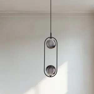 Elegantná závesná lampa CORDEL - čierna s grafitovými guľôčkovými tienidlami - minimalistické osvetlenie obývačky 2x G9 LED