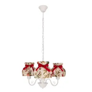 Závesná lampa ROZANO biela 3x40W E27 kvetinové tienidlo