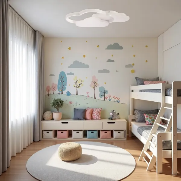 LED stropné svietidlo Stropné svietidlo Clouds 24W 2800–6500K s diaľkovým ovládaním, biele tienidlo, nastaviteľná farba svetla, detská izba, obývačka