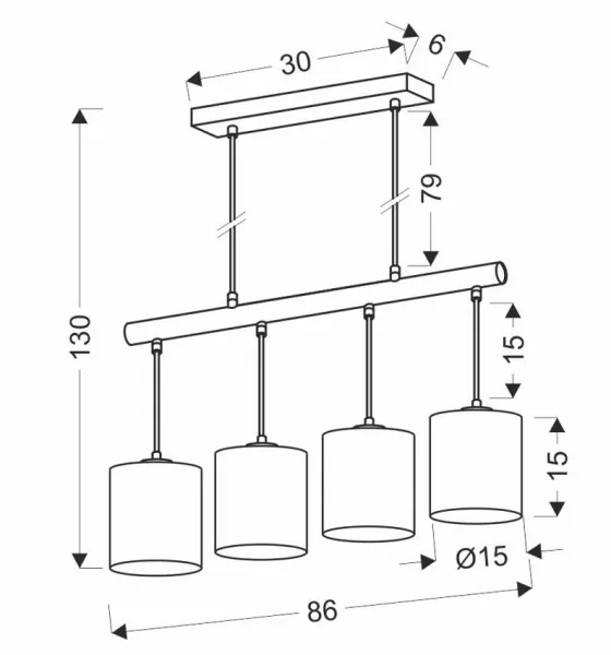 Závesná lampa Combo čierna 4x60W E27 béžové tienidlo